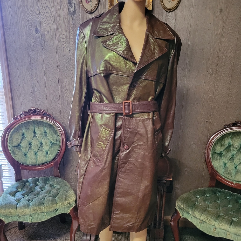 Vintage Leather Trench Coat